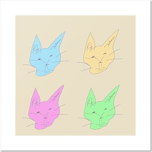 Four cats Posters and Art